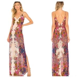 Intimately Free People Wildflower Print Slip Maxi Dress Ivory Tea Multicolor M